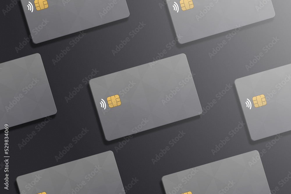 Pattern of realistic platinum credit cards in metallic background ...