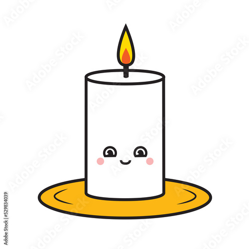 Smiling happy face candle burning with flame