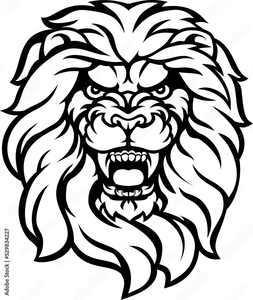 Fototapeta premium Roaring Lion Head Illustration