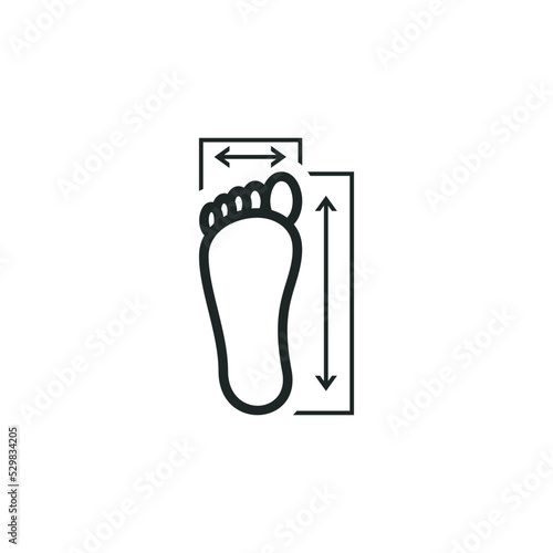 Foot size chart icon isolated on white background