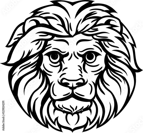Woodcut Lion Head Concept
