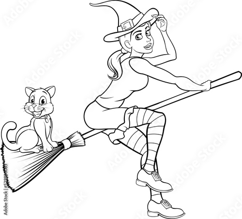 Halloween Witch and Cat Fly...