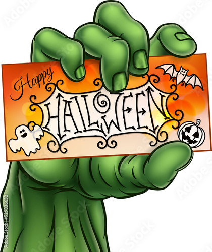 Happy Halloween Sign Monster Zombie Hand photo