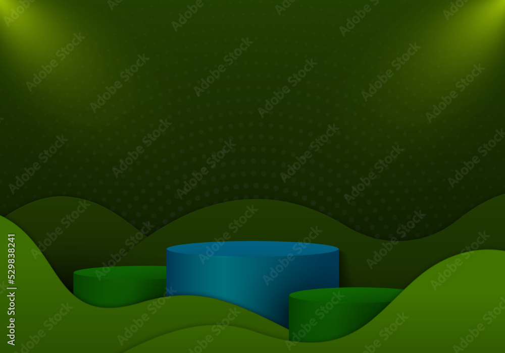 Abstract green gradient template design of podium display showcase ...