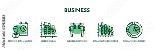 Fotografia, Obraz set of 5 thin line business icons