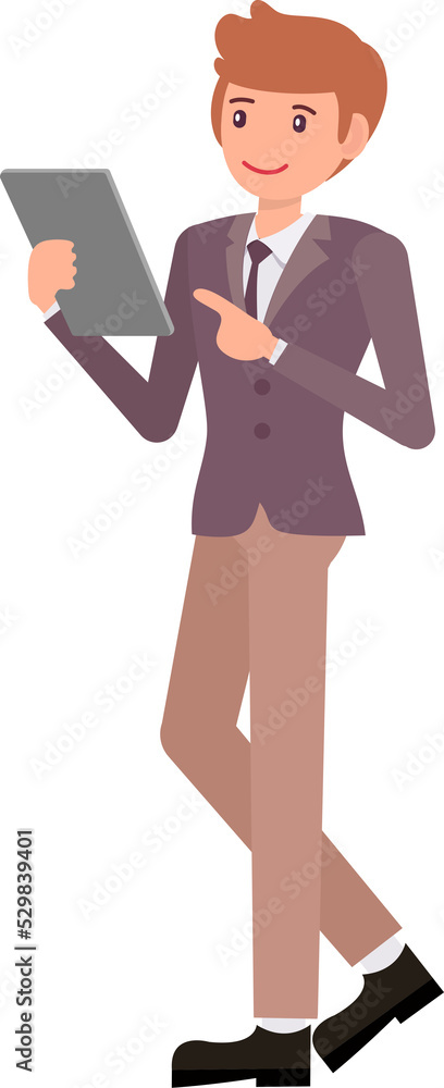 Cute cartoon people male man character talking by smartphone Cute cartoon people male man character talking by smartphone