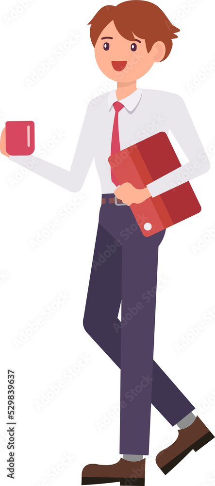 Cute cartoon people male man character holding hot drink cup Cute cartoon people male man character holding hot drink cup