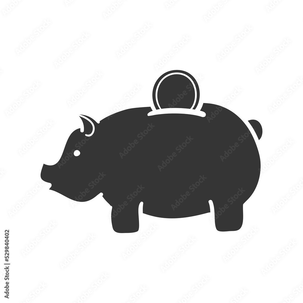 Piggy Bank Icon Silhouette Illustration. Savings Vector Graphic ...