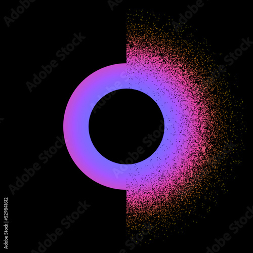 Dispersion of geometric shapes. Vector illustration of a geometric figure with dispersion on one side. Sketch for creativity.