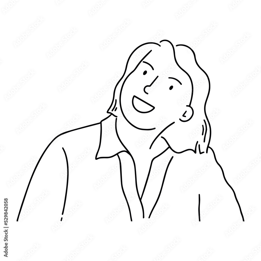 Portrait of smiling woman look at camera. Happy woman posing indoors. Vector illustration. Portrait of smiling woman look at camera. Happy woman posing indoors. Vector illustration.