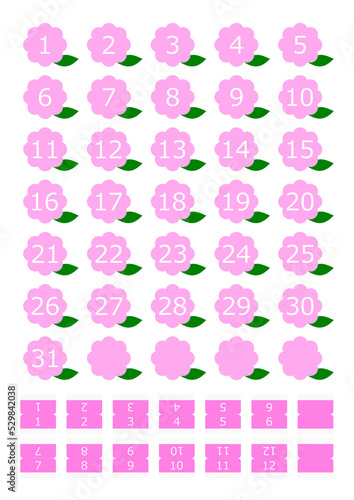 毎月使える花をイメージした日付シート