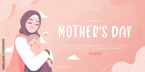 happy mother's day islamic concept banner design