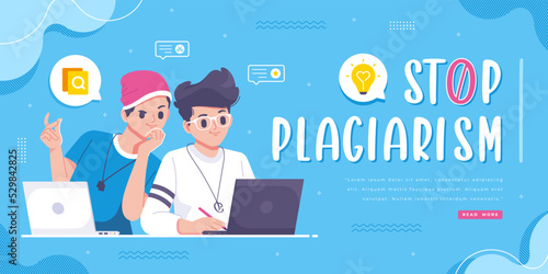 stop plagiarism concept banner background