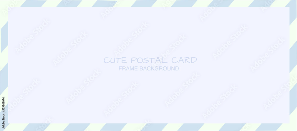 blue background postal card frame cute wallpaper vector illustration.