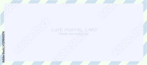 blue background postal card frame cute wallpaper vector illustration.