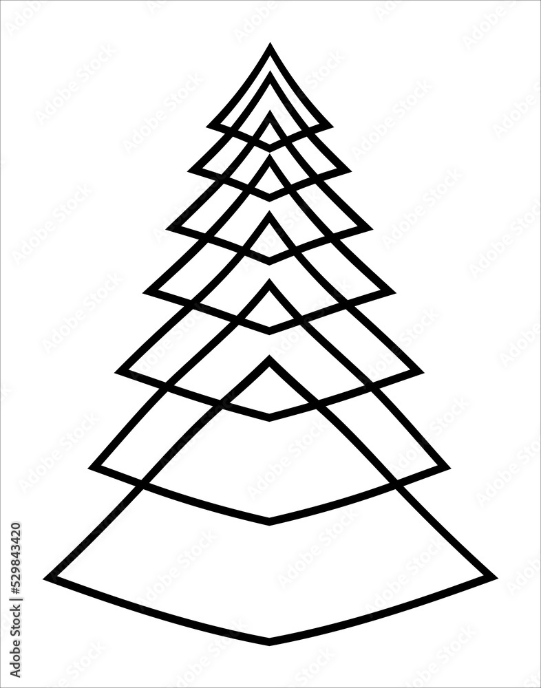 Christmas tree illustration. Black and white, monochrome Christmas tree decorative, stylized illustration. Christmas tree illustration. Black and white, monochrome Christmas tree decorative, stylized illustration.