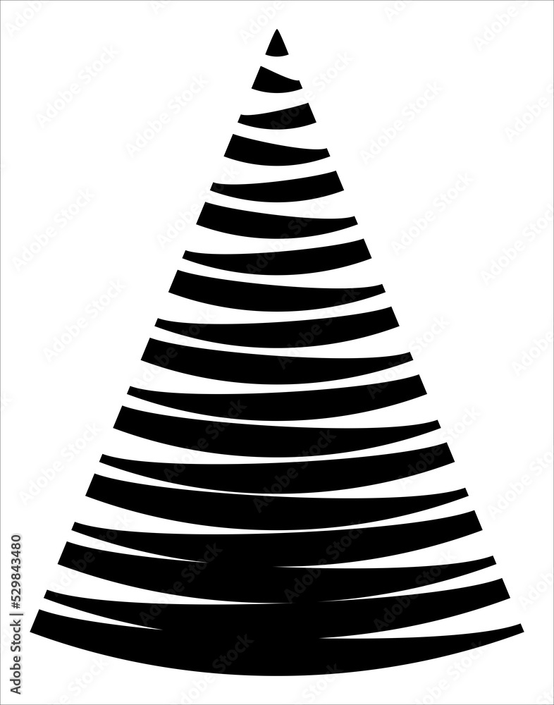 Christmas tree illustration. Black and white, monochrome Christmas tree decorative, stylized illustration. Christmas tree illustration. Black and white, monochrome Christmas tree decorative, stylized illustration.