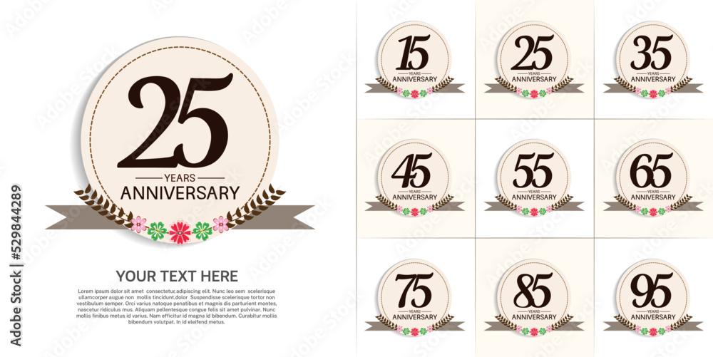 Fototapeta premium set of anniversary with vintage theme can be use for celebration moment