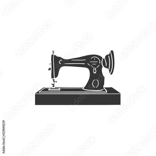 Sewing Machine Icon Silhouette Illustration. Embroidery Vector Graphic Pictogram Symbol Clip Art. Doodle Sketch Black Sign.