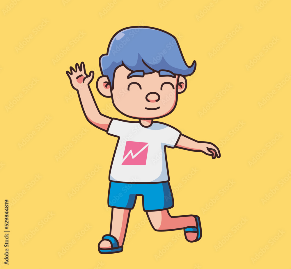 children greeting cartoon. Isolated cartoon person illustration. Flat Style Sticker element vector