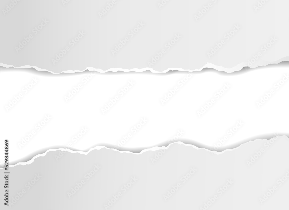 Vector realistic hole in paper sheet on transparent background