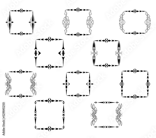 Frame border ornament. Calligraphic text divider, border, separator decor design. Antique vintage victorian elegant decoration element. Filigree frame ornament line. Hand drawn vector illustration