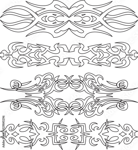  Tribal Tattoos in Black Color. Suitable For All Kind of Design,Set of tribal tattoos. vector illustration without transparency.tattoo set...