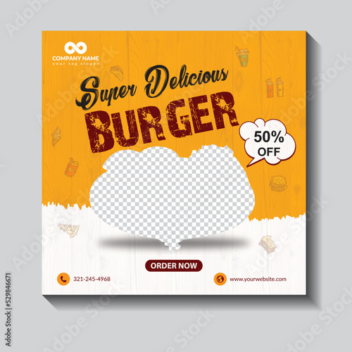 Fast food burger social media promotion banner