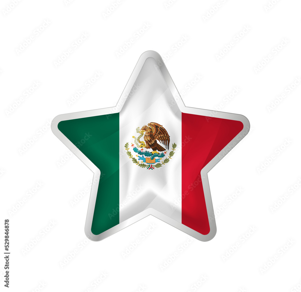 Mexico flag in star. Button star and flag template. Easy editing and vector in groups. National ...