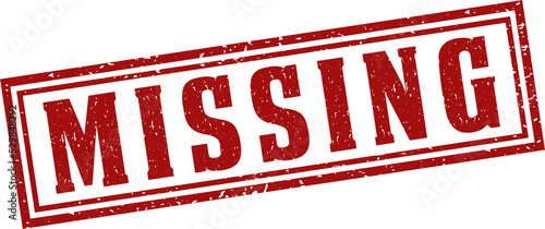 Canvas Print Missing red square grunge stamp, vector illustration