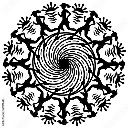 Sports mandala. Girl jogging, cross, marathon, sportswoman