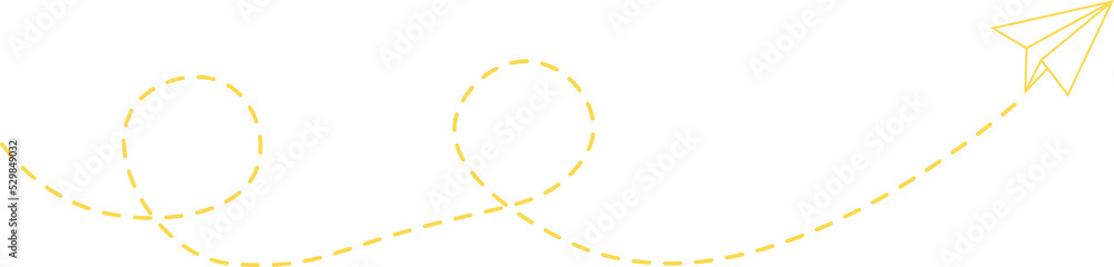 Dashed Line Paper Airplane Route Dashed Line Paper Airplane Route