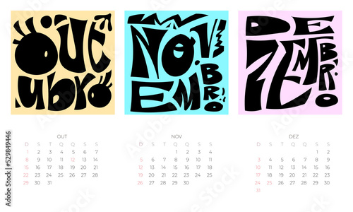 calendario 2023 lettering modern display gráfico