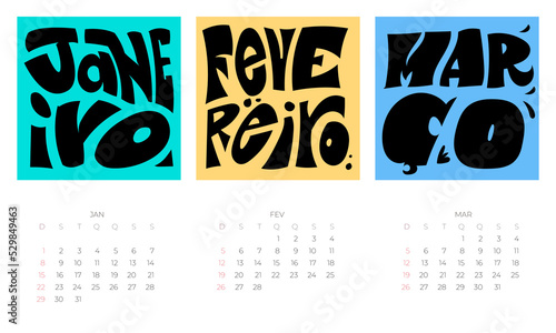 calendario 2023 lettering modern display gráfico