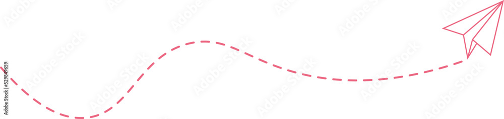Fototapeta premium Dashed Line Paper Airplane Route