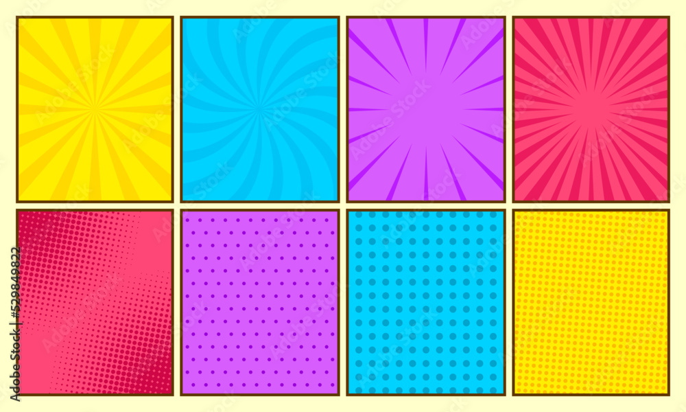 Comic abstract set colorful background