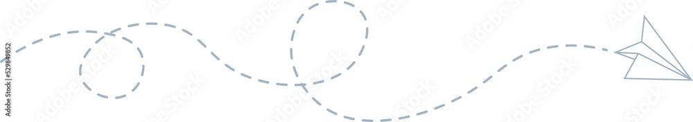 Dashed Line Paper Airplane Route Dashed Line Paper Airplane Route