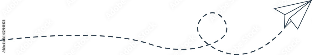Dashed Line Paper Airplane Route Dashed Line Paper Airplane Route