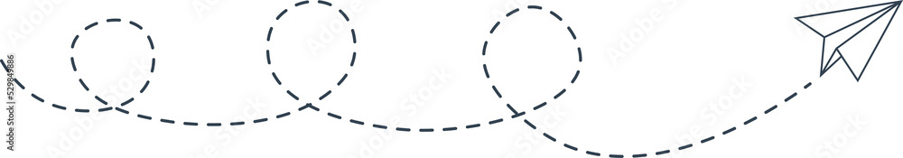 Dashed Line Paper Airplane Route Dashed Line Paper Airplane Route