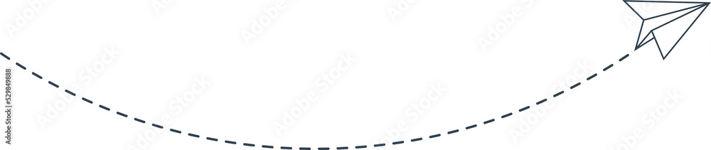 Dashed Line Paper Airplane Route Dashed Line Paper Airplane Route