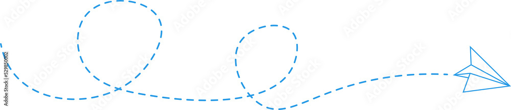 Obraz premium Dashed Line Paper Airplane Route