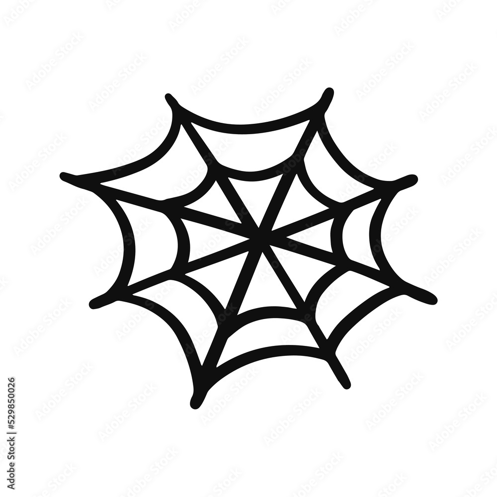 Monochrome Cobweb, Spider web doodle icon for Halloween Monochrome Cobweb, Spider web doodle icon for Halloween