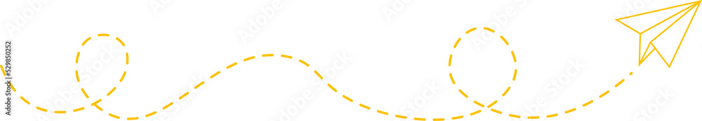 Dashed Line Paper Airplane Route Dashed Line Paper Airplane Route