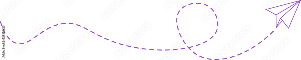 Dashed Line Paper Airplane Route Dashed Line Paper Airplane Route