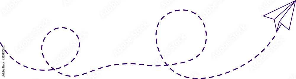 Naklejka premium Dashed Line Paper Airplane Route