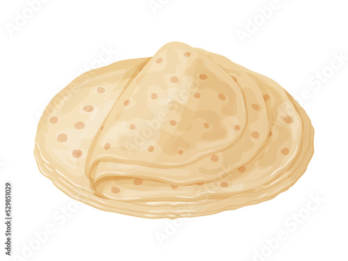Tortilla. Pita bread. Mexican food, cuisine. Delicious snack, design element for menu, advertising.