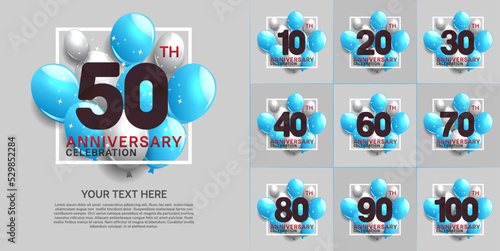 set of anniversary with colorful balloons can be use for celebration moment