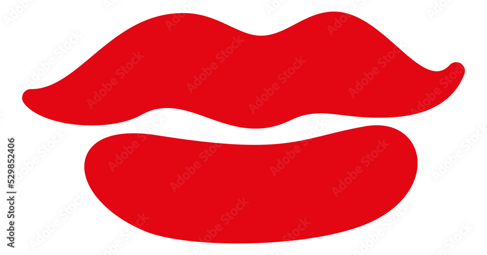 Female lips icon. Kiss symbol. Red mouth closed Female lips icon. Kiss symbol. Red mouth closed