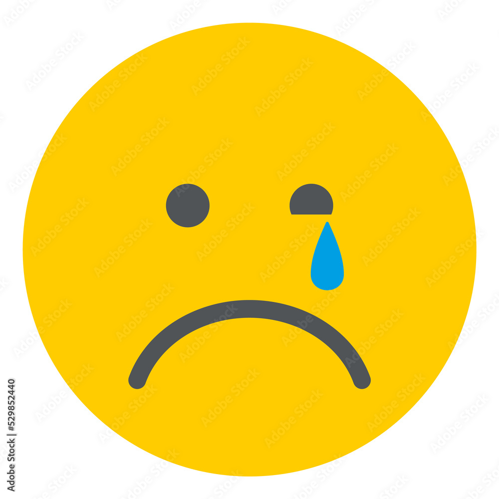 Crying emoji. Yellow flat circle face in sadness Crying emoji. Yellow flat circle face in sadness