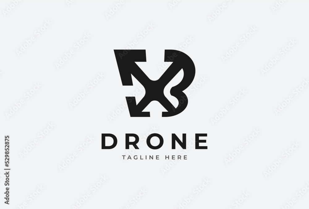 Drone logo, Letter B with drone combination, flat design logo template, vector illustration Drone logo, Letter B with drone combination, flat design logo template, vector illustration
